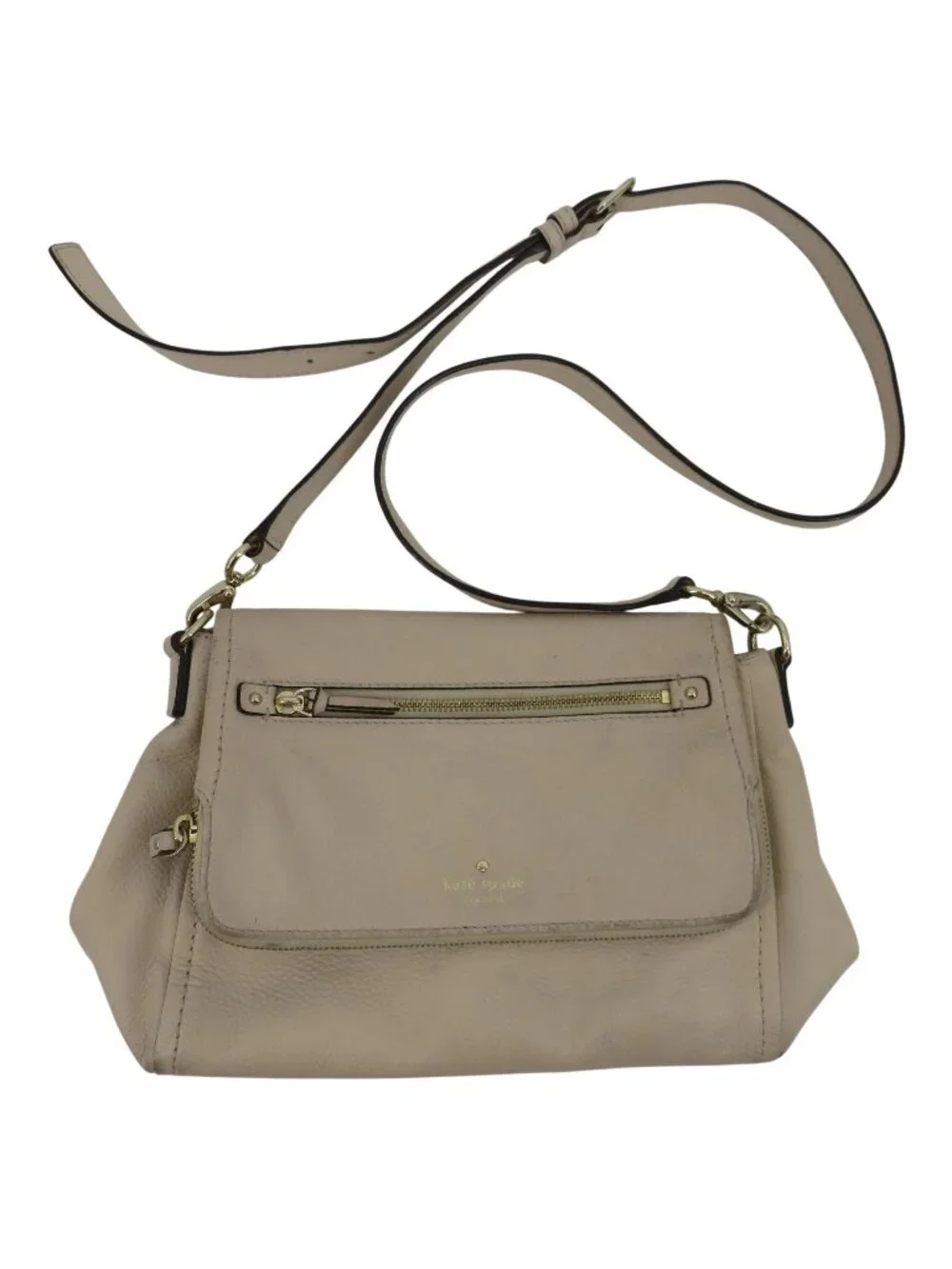 Kate Spade Cobble Hill Small Toddy Crossbody Handbag Purse Beige Pebbled Leather